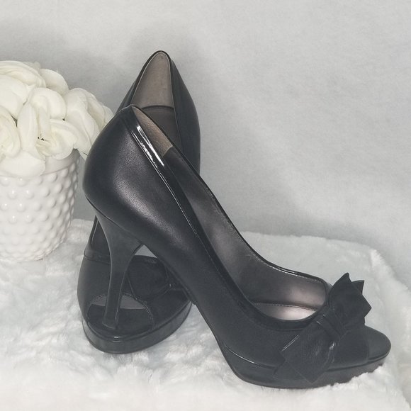 Black-Marc Fisher Peep Toe Leather Platform Pump - Picture 8 of 8